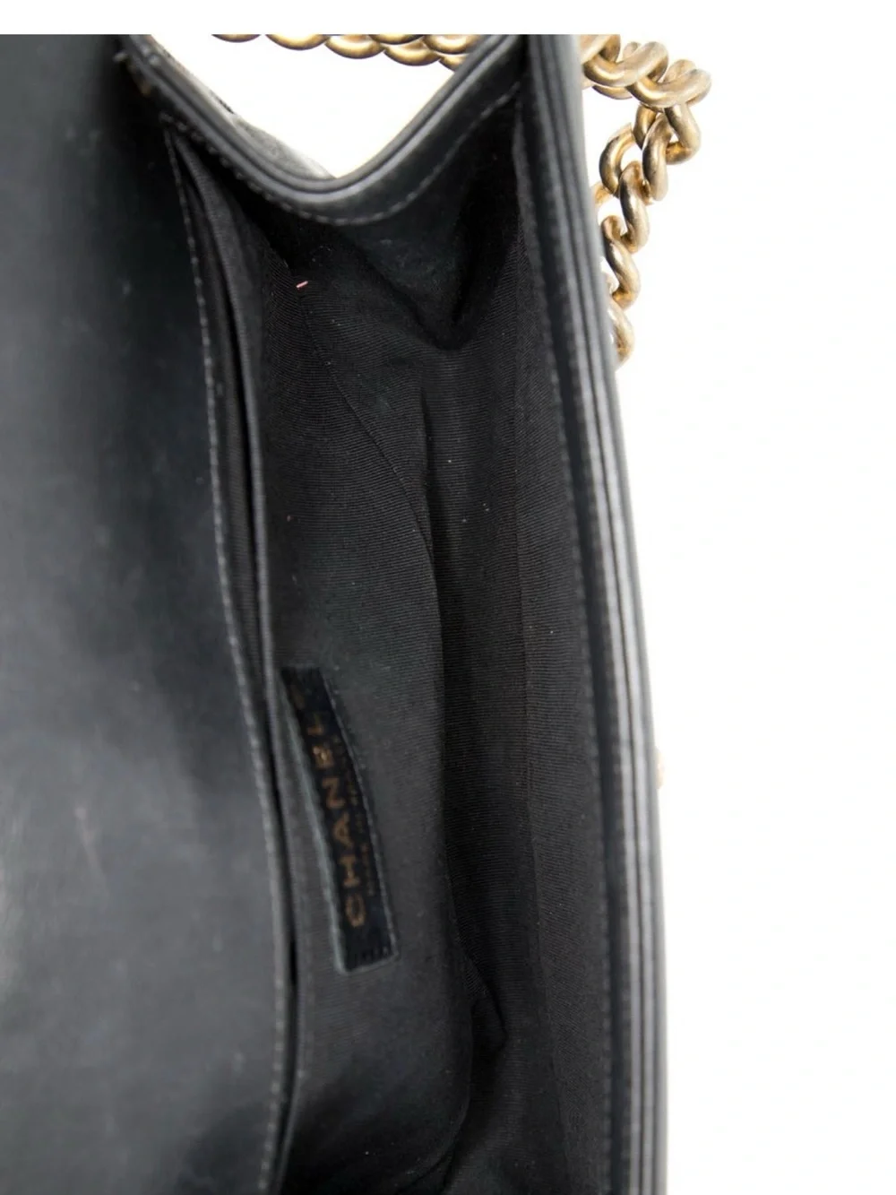 CHANEL Black Quilted Boy Shoulder Bag with Gold Hardware